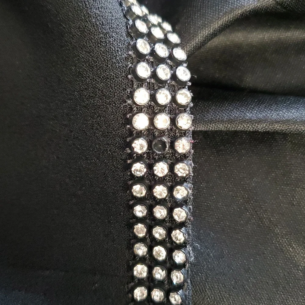 Solini Womans Vintage Black Tie Wrap Blazer Top With‎ Crystal Rhinestones Size 4